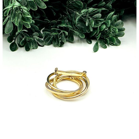 Vintage Gold Tone Interlocking Circle Brooch Pin - Picture 4 of 6